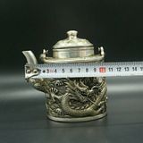  Ấm Đồng Mạ Bạc Quai Treo Chạm Nổi Thanh Long Hải Triều BKMECN-10176 