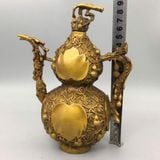  Ấm Đồng Dáng Hồ Lô Chạm Nổi Dây Leo Cát Tường Đại Cát BKMECN-10179 