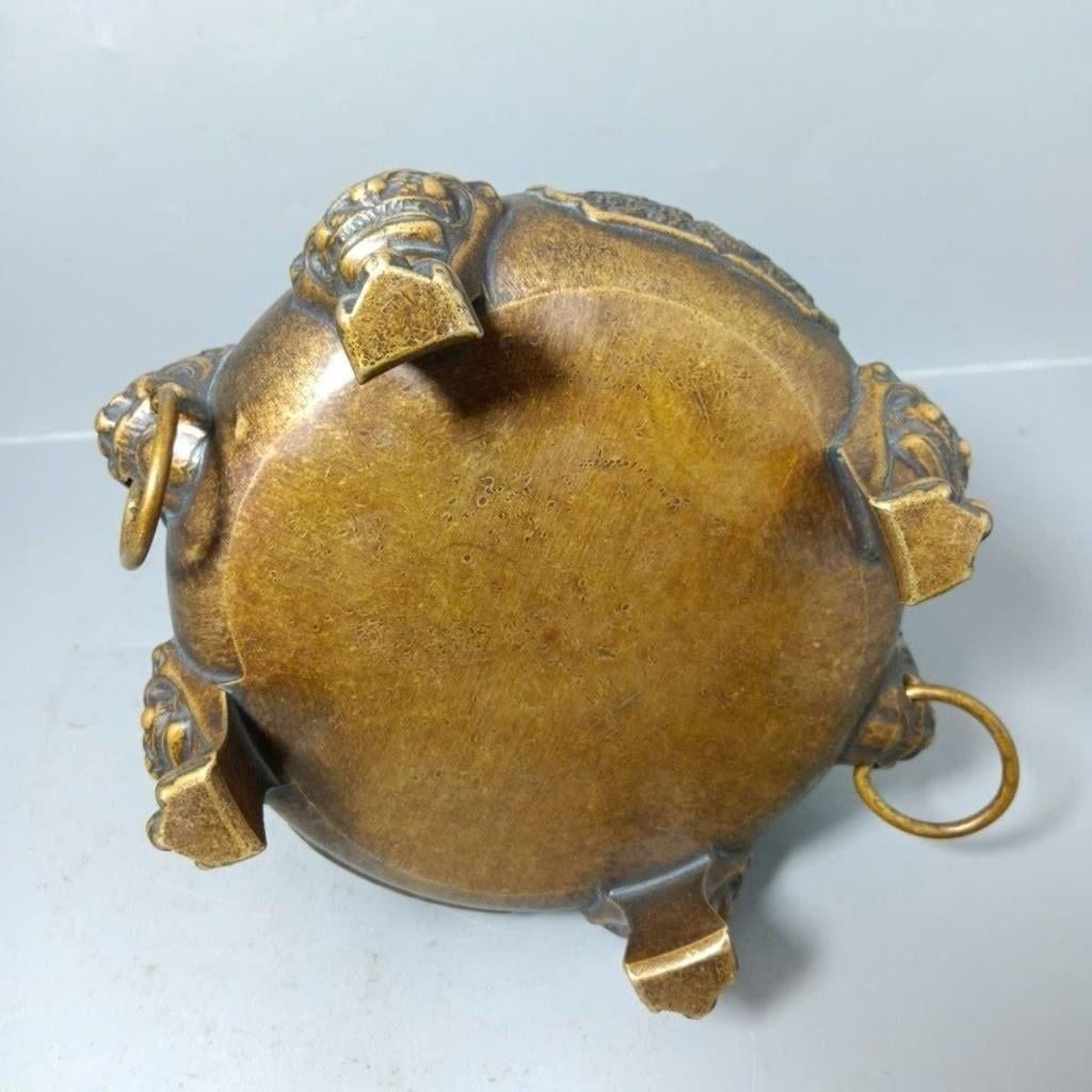  Lư Xông Trầm Đồng Tam Túc Chạm Nổi Song Phượng Cát Tường BKMECN-10182 
