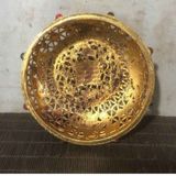  Tráp Đồng Mạ Vàng Thúc Nổi Hoa Văn Lưới Khảm Ngọc Quý Hoàng Gia BKMECN-10185 