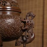  Lư Xông Trầm Đồng Cổ Ba Chân Hạc Tạc Nổi Song Long Chầu Nguyệt BKMECN-10188 