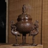  Lư Xông Trầm Đồng Cổ Ba Chân Hạc Tạc Nổi Song Long Chầu Nguyệt BKMECN-10188 