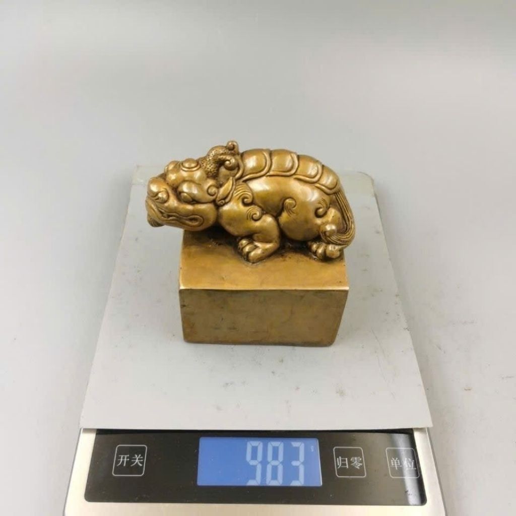  Ấn Đồng Cổ Tạc Nổi Thần Thú Tỳ Hưu Chiêu Tài Tiến Bảo BKMECN-10190 