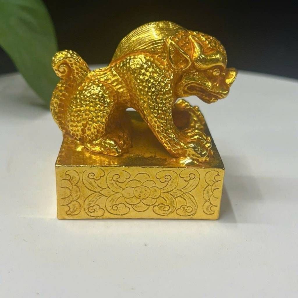  Ấn Đồng Mạ Vàng Tạc Nổi Thần Thú Tỳ Hưu Chiêu Tài Tiến Bảo BKMECN-10192 