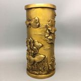  Ống Đựng Bằng Đồng Thúc Nổi Họa Tiết Song Ngư Liên Hoa BKMECN-10194 