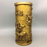  Ống Đựng Bằng Đồng Thúc Nổi Họa Tiết Song Ngư Liên Hoa BKMECN-10194 