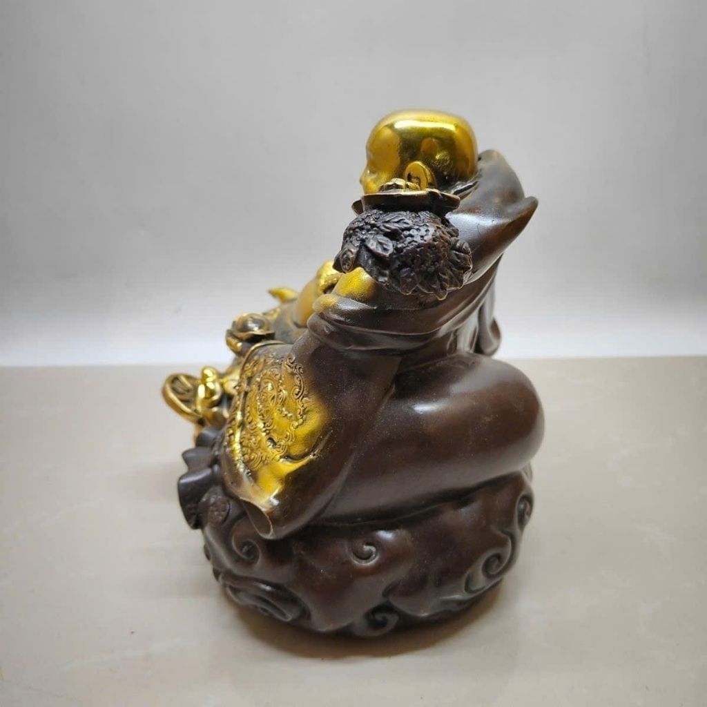  Tượng Đồng Di Lặc Ngồi Bao Tiền Cưỡi Thiềm Thừ May Mắn BKMECN-10197 