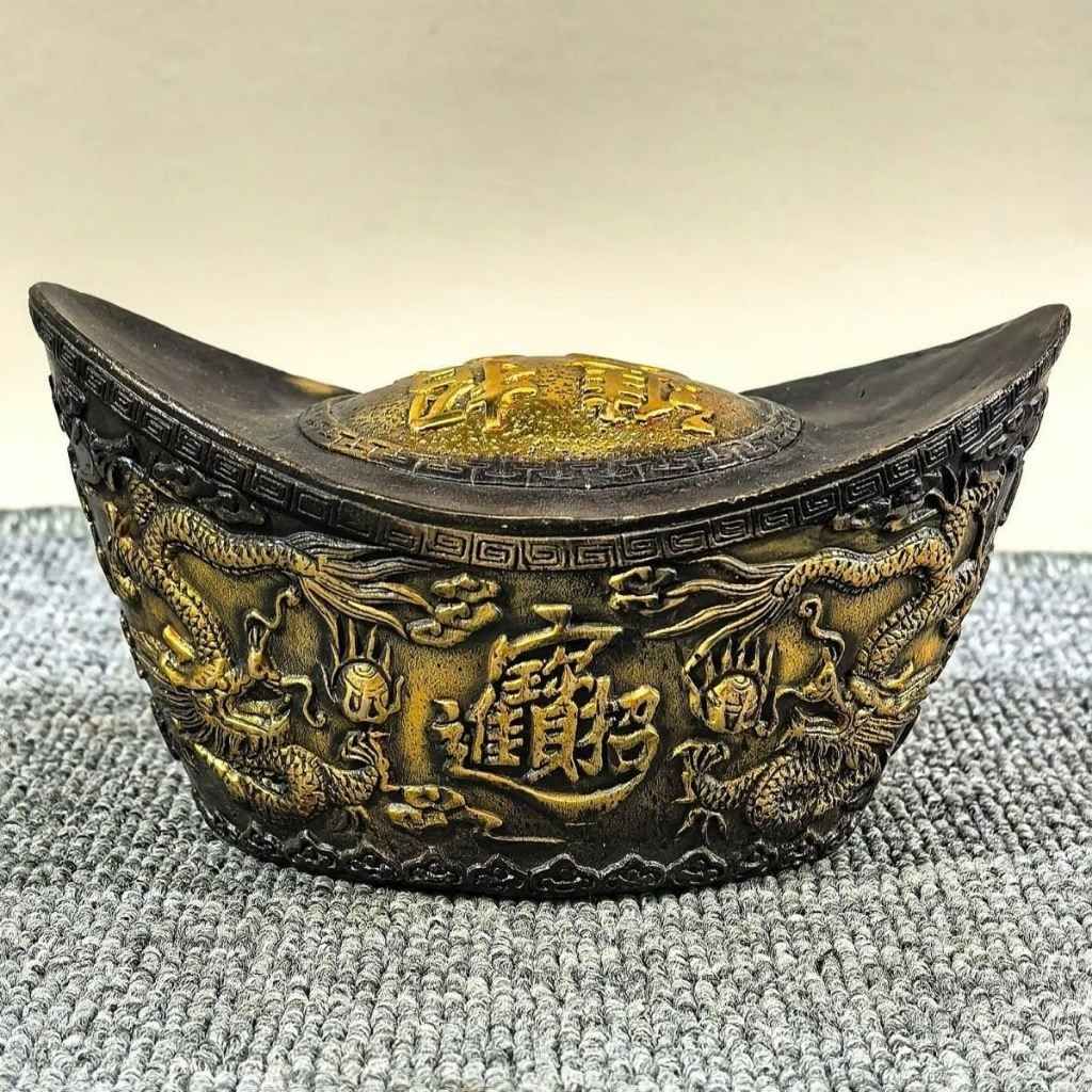  Thỏi Vàng Bằng Đồng Thúc Nổi Lưỡng Long Chầu Chữ Chiêu Tài BKMECN-10198 