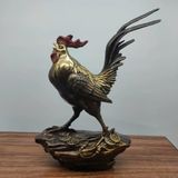  Tượng Đồng Kim Kê Gáy Sáng Đứng Trên Núi Tiền Tài Lộc BKMECN-10209 