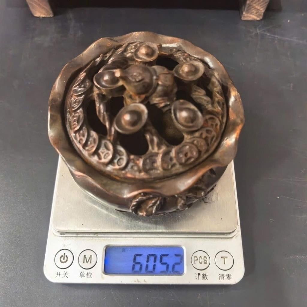  Lư Xông Trầm Bằng Đồng Dáng Bao Tiền Nắp Hồ Lô Thỏi Vàng BKMECN-10217 
