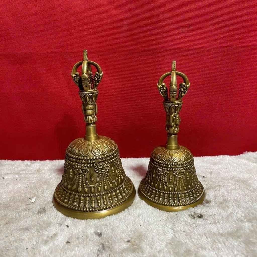  Cặp Chuông Đồng Kim Cang Mật Tông Khắc Hoa Văn Triện Cổ BKMECN-10220 