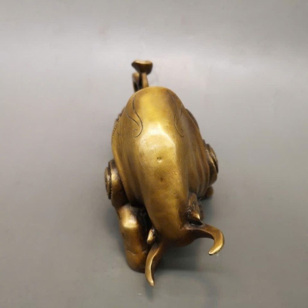  Tượng Trâu Đồng Phong Thủy Cõng Bao Tiền Chiêu Tài Tiến Bảo BKMECN-10222 