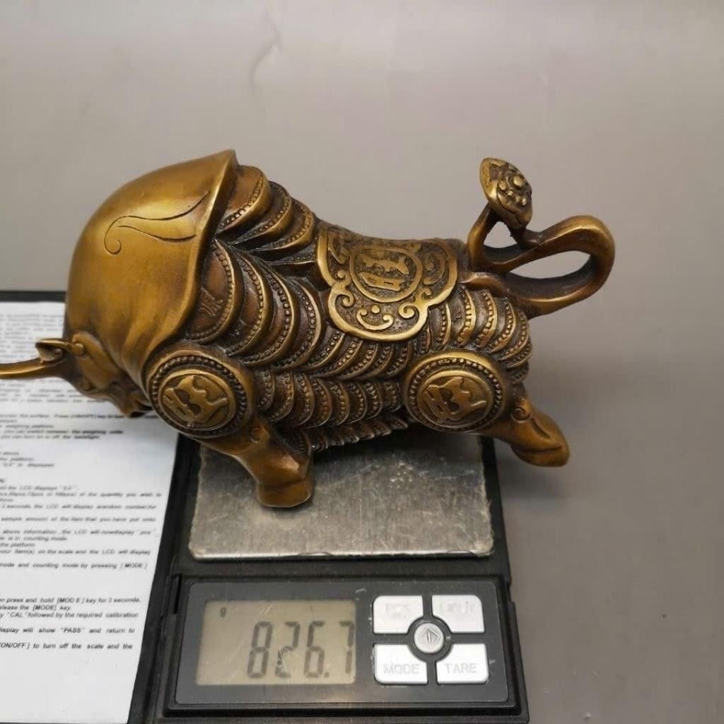  Tượng Trâu Đồng Phong Thủy Cõng Bao Tiền Chiêu Tài Tiến Bảo BKMECN-10222 