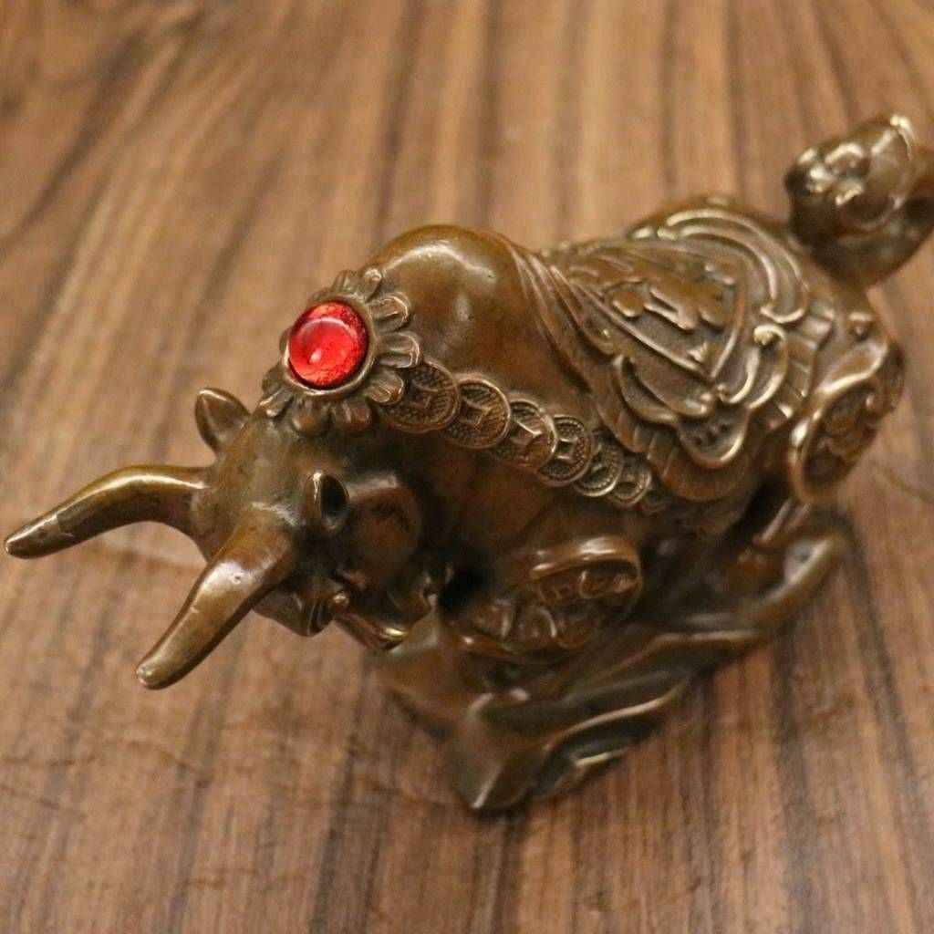  Tượng Trâu Đồng Phong Thủy Khảm Ngọc Chiêu Tài Tiến Bảo BKMECN-10223 