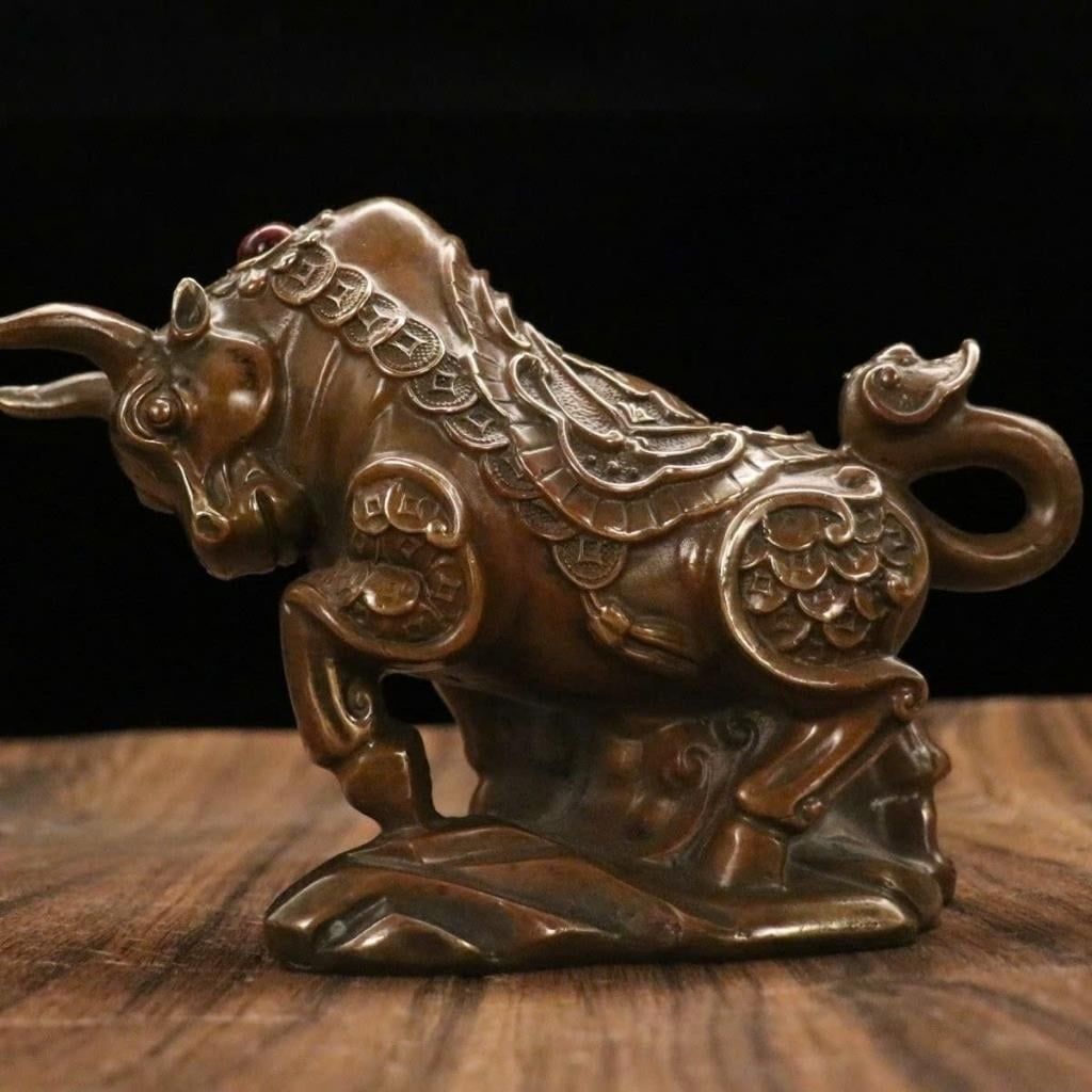  Tượng Trâu Đồng Phong Thủy Khảm Ngọc Chiêu Tài Tiến Bảo BKMECN-10223 