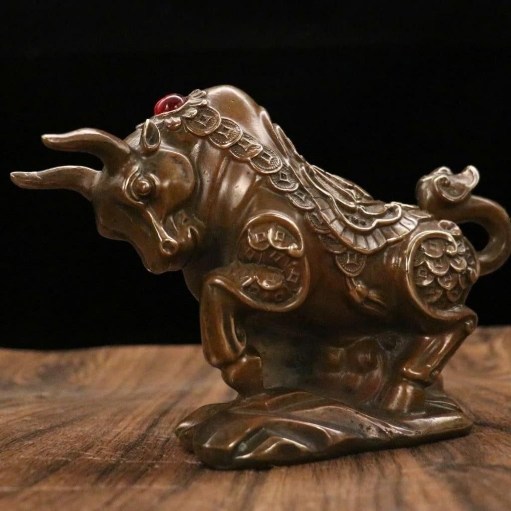  Tượng Trâu Đồng Phong Thủy Khảm Ngọc Chiêu Tài Tiến Bảo BKMECN-10223 