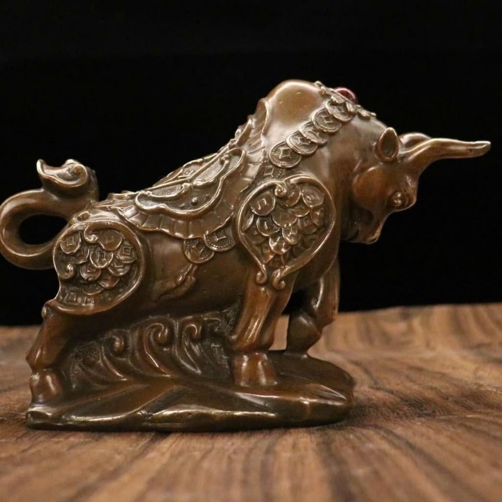  Tượng Trâu Đồng Phong Thủy Khảm Ngọc Chiêu Tài Tiến Bảo BKMECN-10223 