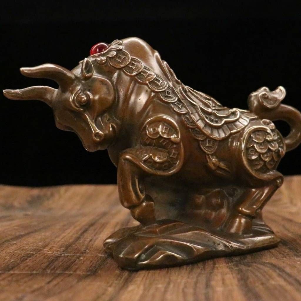  Tượng Trâu Đồng Phong Thủy Khảm Ngọc Chiêu Tài Tiến Bảo BKMECN-10223 