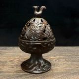  Lư Xông Trầm Bằng Đồng Dáng Cao Nắp Chạm Thủng Hình Chim Phượng  BKMECN-10229 