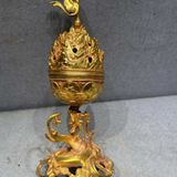  Lư Xông Trầm Bằng Đồng Vàng Dáng Bác Sơn Liên Hoa Đoài Điểu BKMECN-10231 
