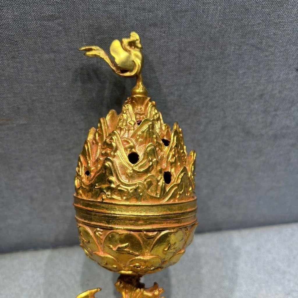  Lư Xông Trầm Bằng Đồng Vàng Dáng Bác Sơn Liên Hoa Đoài Điểu BKMECN-10231 