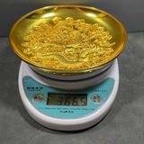  Đĩa Đồng Phong Thủy Chạm Nổi Hình Rồng Cuộn Dát Vàng Tài Lộc BKMECN-10234 