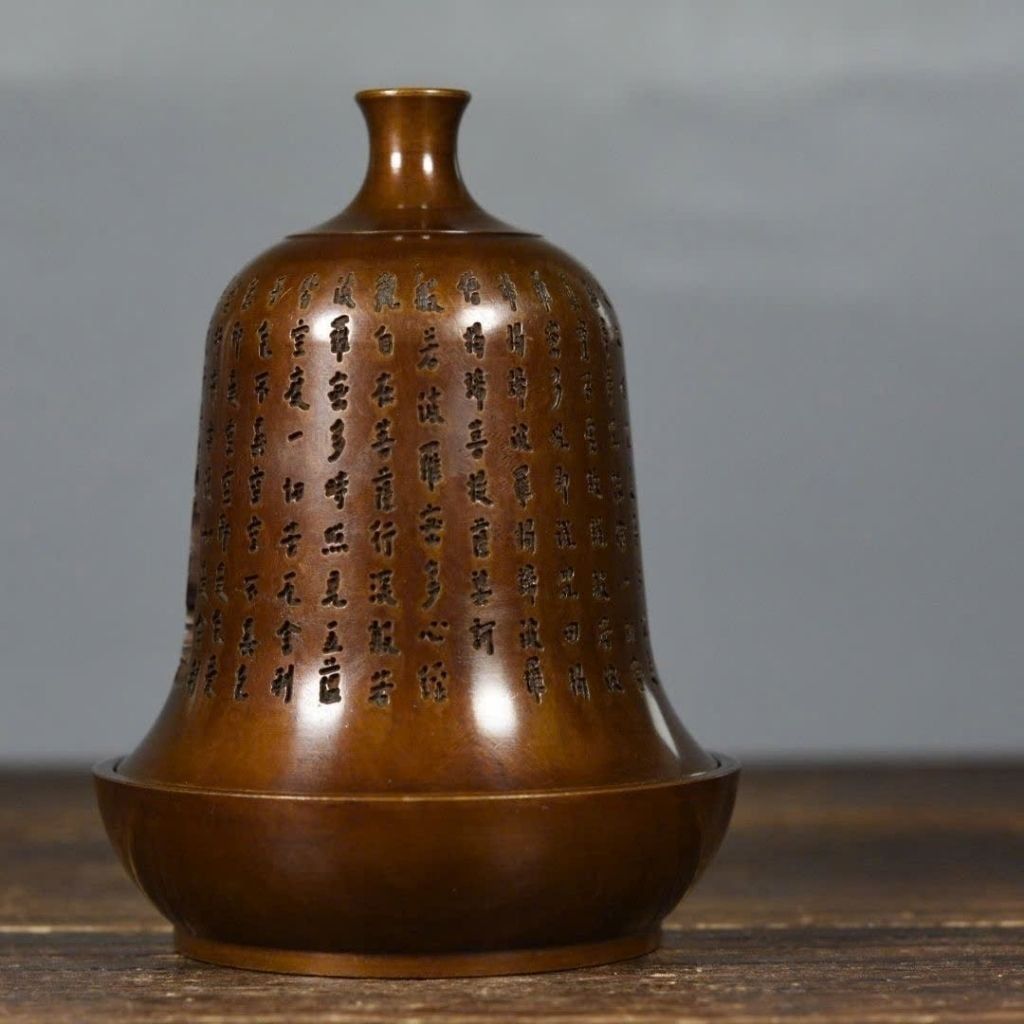  Lư Xông Trầm Bằng Đồng Dáng Chuông Cổ Khắc Bát Nhã Tâm Kinh BKMECN-10238 