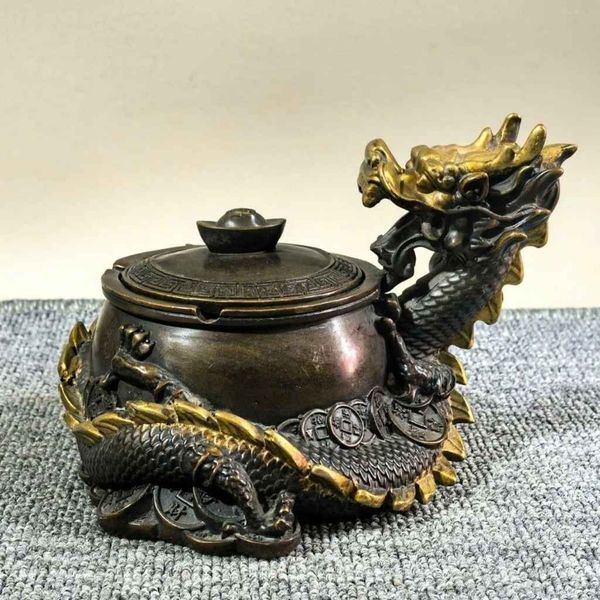  Gạt Tàn Rồng Ôm Hũ Tiền Bằng Đồng Phong Thủy BKMECN-10242 