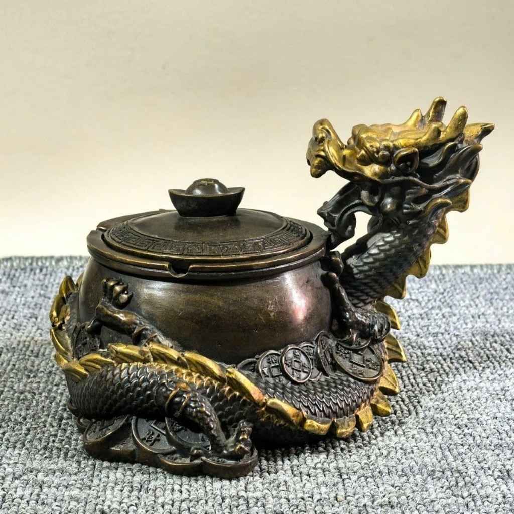  Gạt Tàn Rồng Ôm Hũ Tiền Bằng Đồng Phong Thủy BKMECN-10242 