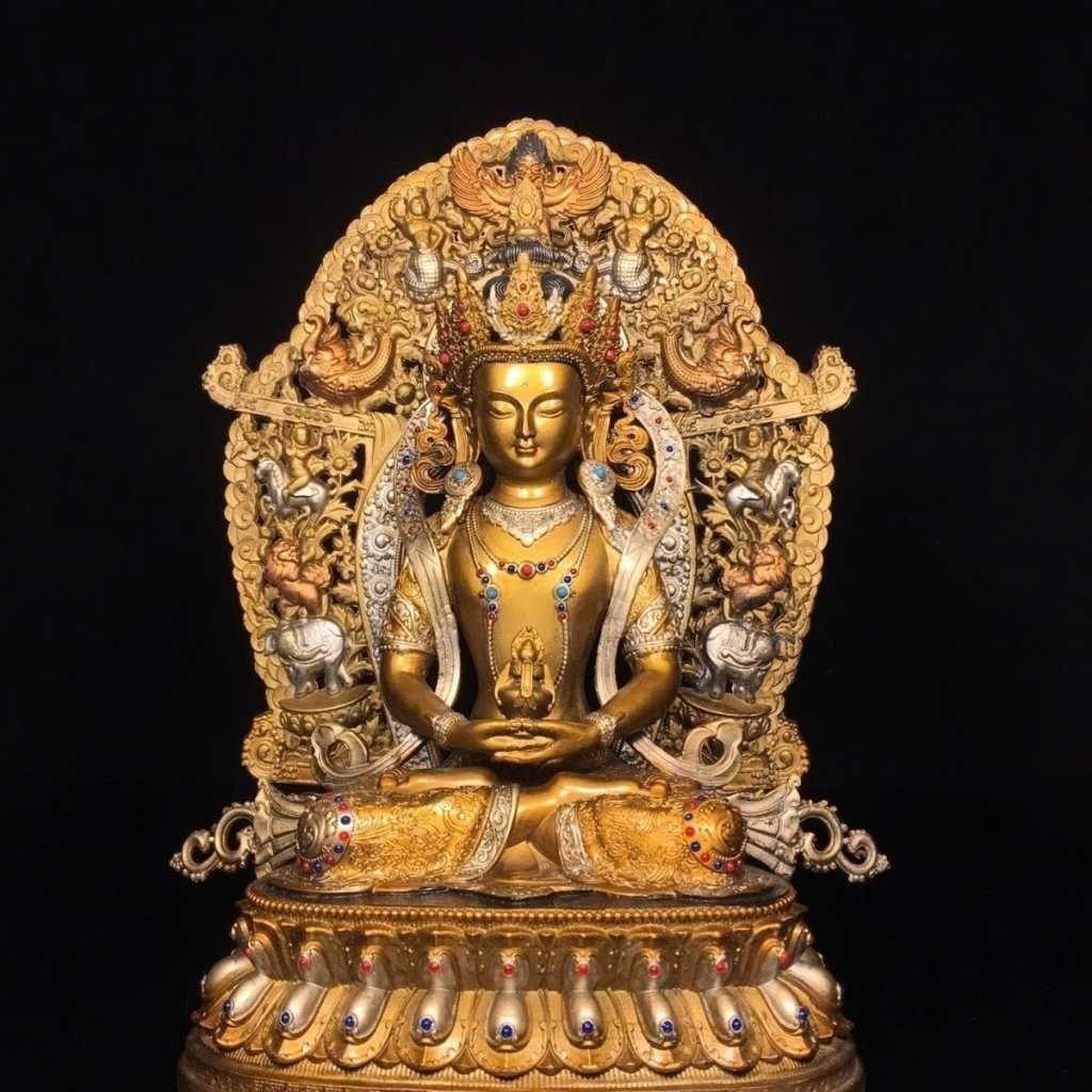  Tượng Phật Vô Lượng Thọ Bằng Đồng Tinh Xảo BKMECN-10246 