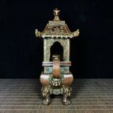  Lư Xông Trầm Bằng Đồng Dáng Lầu Cổ Chạm Song Long BKMECN-10250 
