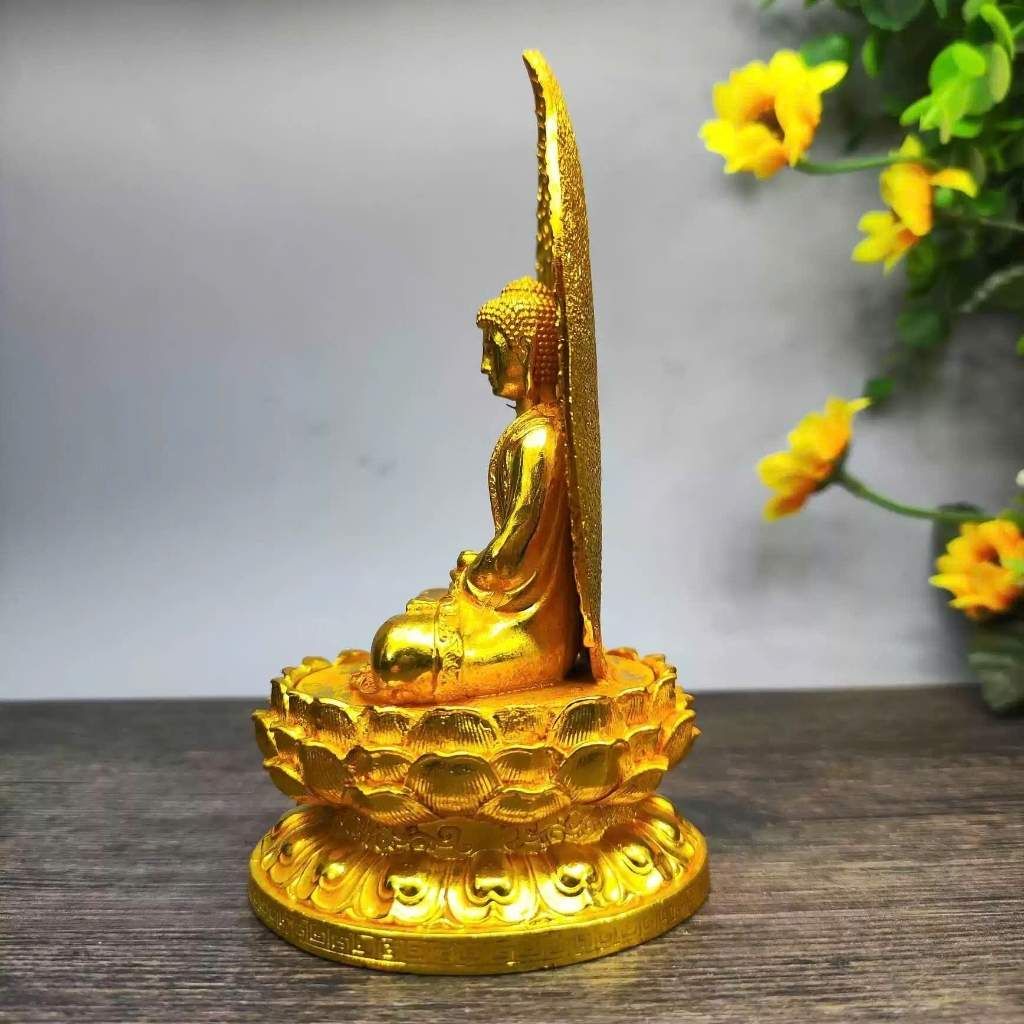  Tượng Phật Tổ Thích Ca Bằng Đồng Dát Vàng Tọa Đài Sen BKMECN-10255 