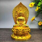  Tượng Phật Tổ Thích Ca Bằng Đồng Dát Vàng Tọa Đài Sen BKMECN-10255 