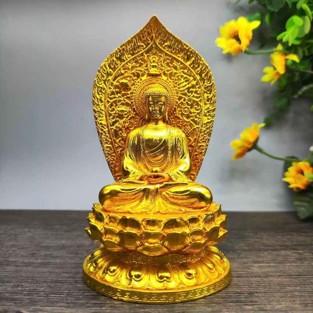  Tượng Phật Tổ Thích Ca Bằng Đồng Dát Vàng Tọa Đài Sen BKMECN-10255 