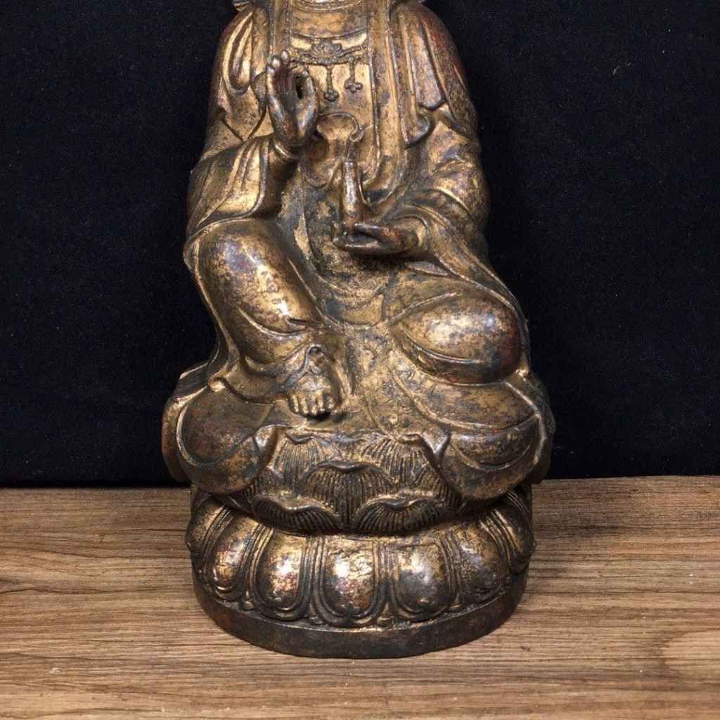  Tượng Phật Quan Âm Bồ Tát Bằng Đồng Giả Cổ Tọa Đài Sen BKMECN-10256 