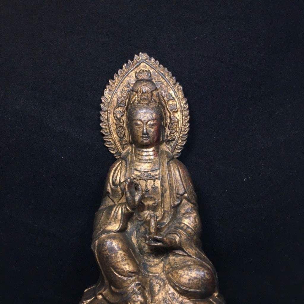  Tượng Phật Quan Âm Bồ Tát Bằng Đồng Giả Cổ Tọa Đài Sen BKMECN-10256 