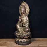  Tượng Phật Quan Âm Bồ Tát Bằng Đồng Giả Cổ Tọa Đài Sen BKMECN-10256 