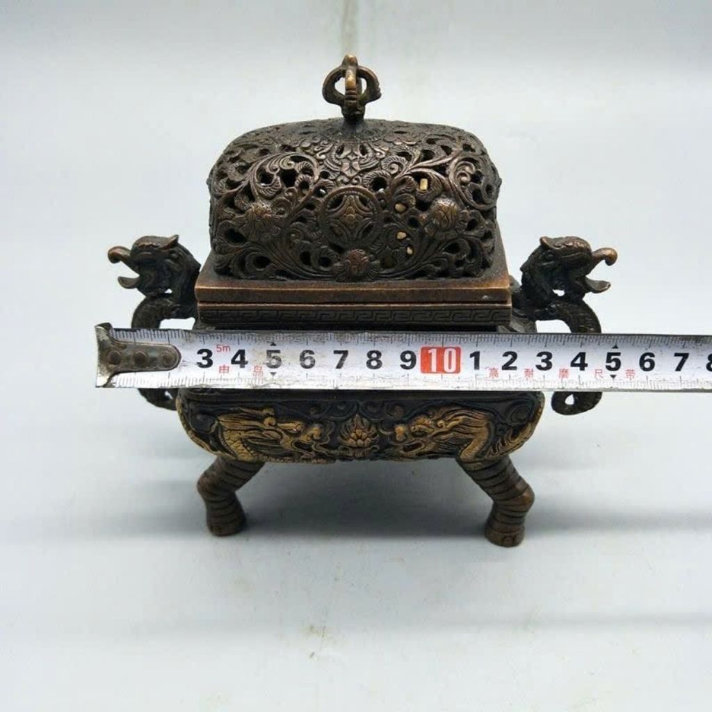  Lư Xông Trầm Tứ Túc Song Long Bằng Đồng Hun Giả Cổ BKMECN-10258 