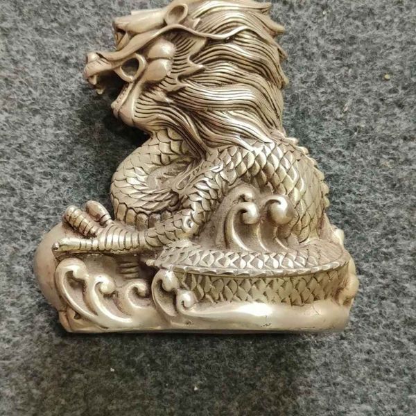  Tượng Rồng Bằng Bạc Nguyên Khối Giả Cổ Phong Thủy BKMECN-10262 