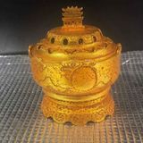  Lư Xông Trầm Bằng Đồng Mạ Vàng Họa Tiết Vọng Nguyệt BKMECN-10263 