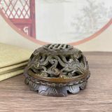  Lư Xông Trầm Bằng Đồng Giả Cổ Nắp Rồng Chạm Thủng BKMECN-10265 