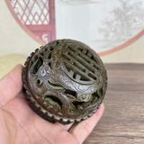  Lư Xông Trầm Bằng Đồng Giả Cổ Nắp Rồng Chạm Thủng BKMECN-10265 