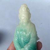  Tượng Phật Quan Thế Âm Bồ Tát Ngọc Xanh Tạc Đài Sen BKMECN-10267 