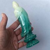  Tượng Phật Quan Thế Âm Bồ Tát Ngọc Xanh Tạc Đài Sen BKMECN-10267 