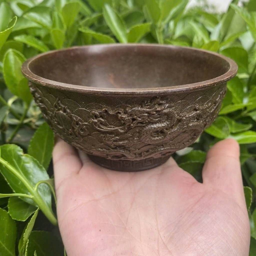  Bát Đồng Chạm Rồng Cổ Phong Thủy Cao Cấp BKMECN-10274 