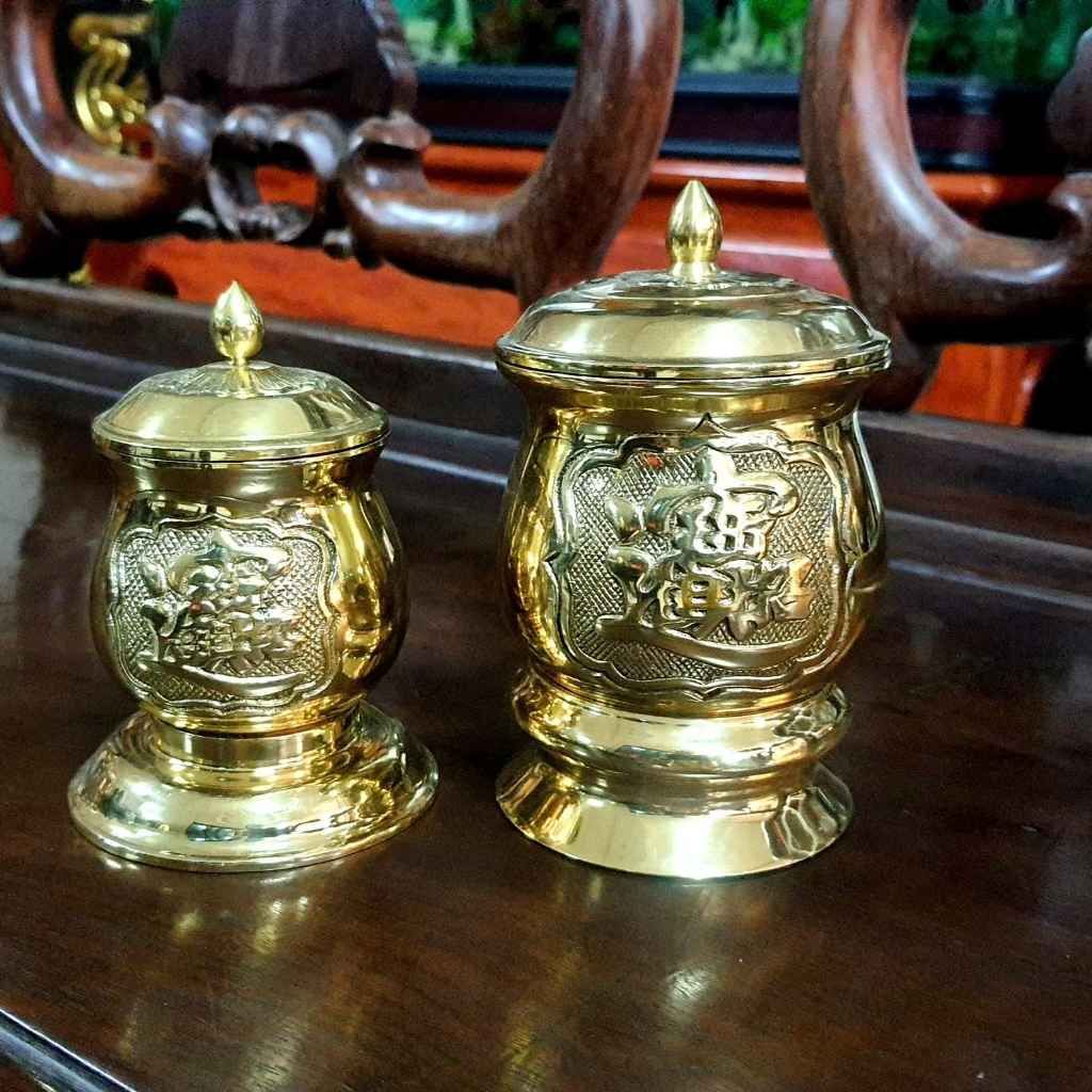  Bộ Đồ Thờ Bằng Đồng Mạ Vàng Trang Trí Bàn Thờ Phật Gia Tiên BKMECN-10275 