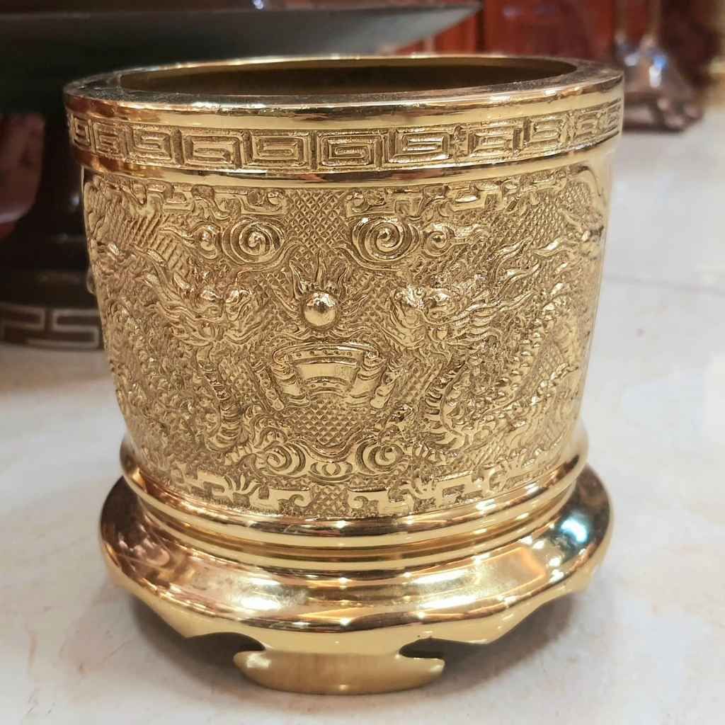  Bộ Đồ Thờ Bằng Đồng Mạ Vàng Trang Trí Bàn Thờ Phật Gia Tiên BKMECN-10275 