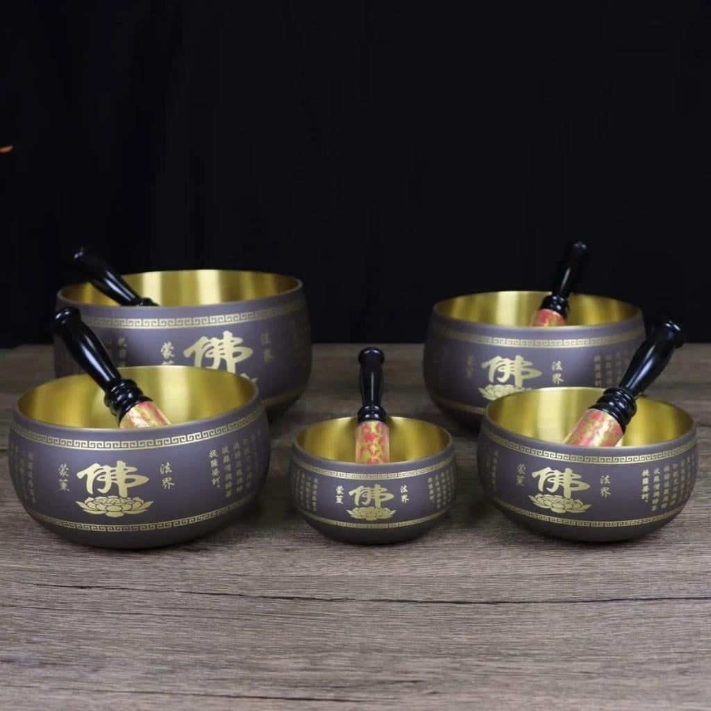  Chuông Xoay Thiền Phật Giáo Mạ Đồng Khắc Bát Nhã Tâm Kinh BKMECN-10278 