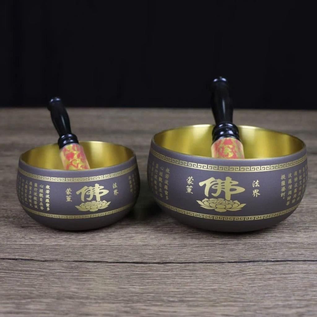 Chuông Xoay Thiền Phật Giáo Mạ Đồng Khắc Bát Nhã Tâm Kinh BKMECN-10278 