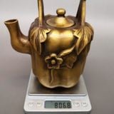  Ấm Trà Bằng Đồng Dáng Quả Bí Quai Xách Chạm Nổi Hoa Mai Sưu Tầm BKMECN-10290 